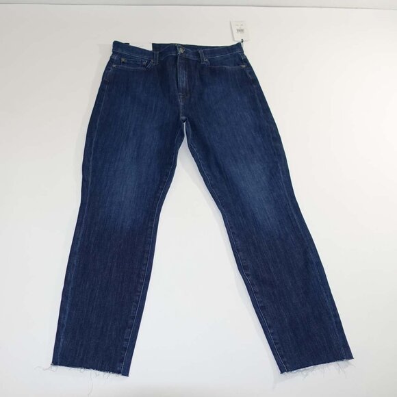 7 For All Mankind Women's High Waist Ankle Skinny Jeans Size 31 NWT Raw Hems - Picture 1 of 9